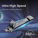 SSK 1TB USB Drive, SSD externo USB Super Fast 550MB/s 2 en 1 Dual Drive USB Tipo C+ USB A 3.2 Gen2 Solid State Thumb Drive SSD Stick para iPhone 15/PS4/PS5/Android Phone/Tablet/Windows/Mac