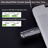 SSK 1TB USB Drive, SSD externo USB Super Fast 550MB/s 2 en 1 Dual Drive USB Tipo C+ USB A 3.2 Gen2 Solid State Thumb Drive SSD Stick para iPhone 15/PS4/PS5/Android Phone/Tablet/Windows/Mac
