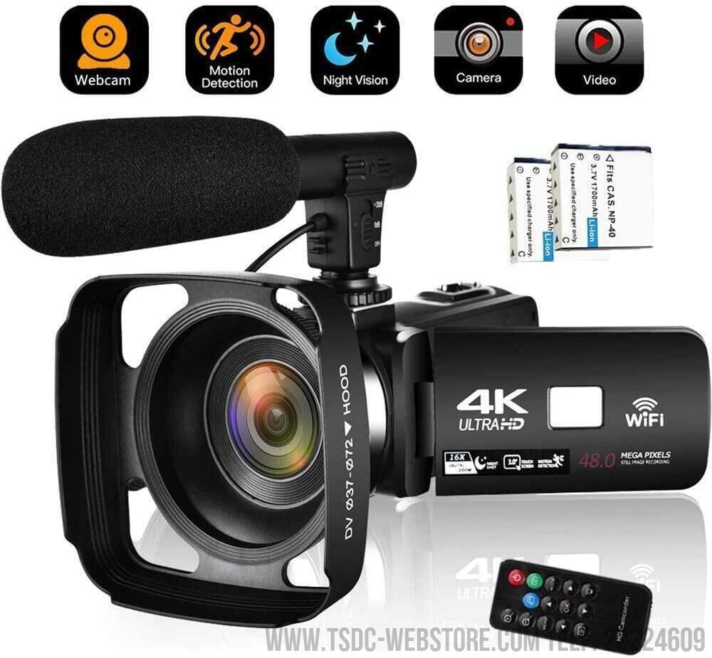 Cámara de Video 4K HD con Enfoque Automático, Videocámara 48MP