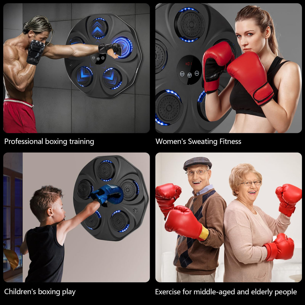Comprar Máquina de boxeo musical, boxeo electrónico, compatible con  Bluetooth, máquina de boxeo de pared con luces para ejercicios en el hogar
