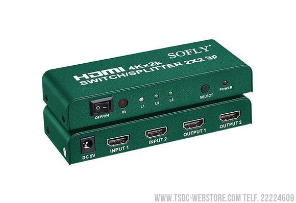 Conmutador / Divisor HDMI 4K 2X2 SPLITTER-HDMI SPLITTER-TSDC Webstore