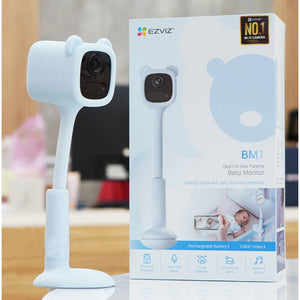 CS-BM1 - Cámara WiFi 1080P, inalámbrica (alimentada por batería), forma de oso para cuido de bebé, color CYAN. Marca EZVIZ