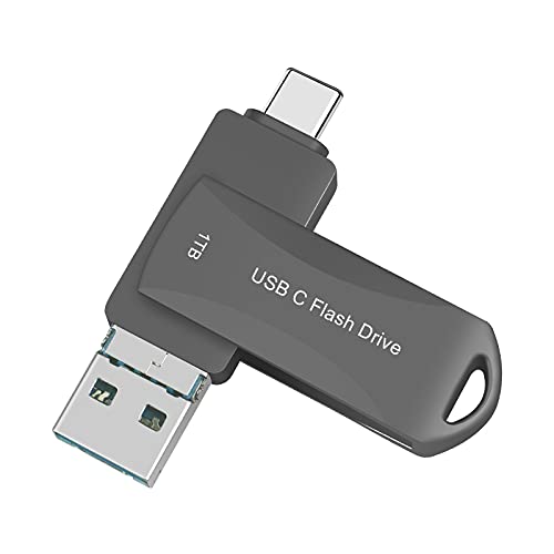 Unidad flash USB de 1 TB para teléfono, memoria USB dual 3.1 a USB C de 1000 GB, unidad flash tipo c de transferencia de alta velocidad WOFICLO para iPad Pro, Mac pro, Samsung Galaxy, PC.Negro