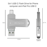 Unidad flash USB de 1 TB para teléfono, memoria USB dual 3.1 a USB C de 1000 GB, unidad flash tipo c de transferencia de alta velocidad WOFICLO para iPad Pro, Mac pro, Samsung Galaxy, PC.Negro
