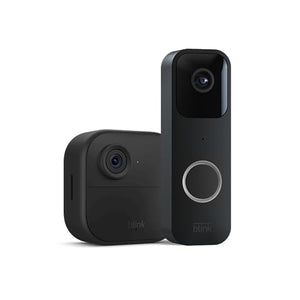 Blink Video Timbre + 1 cámara de seguridad inteligente Outdoor 4 (4ª Gen) con módulo de sincronización 2 | Batería de dos años de duración, detección de movimiento, audio bidireccional, vídeo HD, Funciona con Alexa.