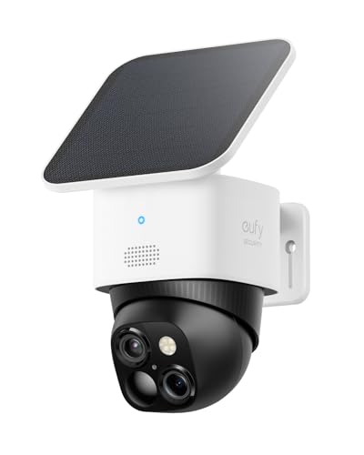 eufy Security SoloCam S340, cámara de seguridad solar, cámara inalámbrica para exteriores, vigilancia con giro e inclinación de 360°, sin puntos ciegos, Wi-Fi de 2,4 GHz, sin cuota mensual, compatible con HomeBase S380