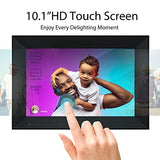Marco de fotos digital de 10,1 pulgadas WiFi Picture IPS HD Touch Screen Smart Cloud Photo Frame con 16 GB de almacenamiento, rotación automática, fácil configuración para compartir fotos o vídeos de forma remota a través de AiMOR APP (Negro)