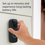 Blink Video Doorbell | Audio bidireccional, vídeo HD, alertas de movimiento y timbre de aplicación y Alexa habilitado - con cable o sin cable (Negro)