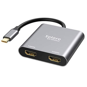 Selore&S-Global Adaptador USB C a HDMI Dual 4K @60hz, Conversor Tipo C a HDMI para MacBook Pro Air 2020/2019/2018,LenovoYoga 920/Thinkpad T480,Dell XPS 13/15/17,etc.