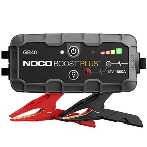 NOCO Boost Plus GB40 1000A UltraSafe Arrancador de Batería de Coche, Pack de Batería de 12V, Booster de Batería, Jump Box, Cargador Portátil y Cables de Puente para Motores de Gasolina 6.0L y Diesel 3.0L