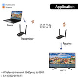 J-Tech Digital Wireless HDMI Extender 1080p hasta 660 pies de extensión, transmisor y receptor Kit de frecuencias seleccionables para limitar la interferencia, mando a distancia IR (hasta 4 juegos)