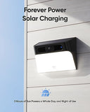 eufy Security Solar Wall Light Cam S120, Cámara de seguridad solar, exterior inalámbrica, cámara 2K, alimentación permanente, luz activada por movimiento, detección AI, resistente al agua IP65, foco, sin cuota mensual
