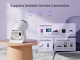 [270 °Ajustable Stand] Mini proyector con WiFi y Bluetooth, al aire libre portátil proyector de películas 1080P apoyo, Auto Keystone proyector casero para el teléfono / TV Stick / ordenador portátil, WiMiUS última S27