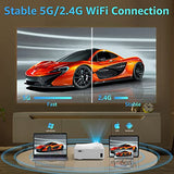 5G WiFi Bluetooth Proyector, Nativo 1080P Proyector de películas al aire libre con pantalla de 350 ", 18000L Home Theater Proyector de vídeo 4K compatible, LED Proyector de vídeo compatible con TV Stick, Teléfono / PC