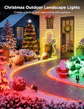 Govee Luces de punto al aire libre, decoración de Navidad, focos de paisaje de luz ascendente impermeables IP65, luces de paisaje de bajo voltaje WiFi funcionan con Alexa, luces de sendero exterior con cambio de color RGBIC, 2 Pack.
