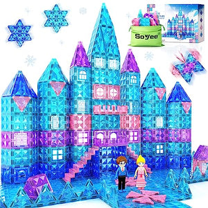 Frozen Juguetes para Niñas Azulejos Magnéticos 102pcs con Muñecas Princesa Castillo Juguetes de Construcción Juguetes para Niñas Edad 4-5 6-8 Bloques Magnéticos Regalos de Cumpleaños y Juguetes para 3 4 5 6 7 8+ Años Regalos de Navidad para Niños