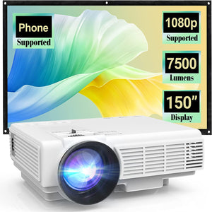Mini Proyector de cine de 7500Lumens  Full HD 1080P proyector compatible con TV Stick, videojuegos, HDMI, USB, TF, VGA, AUX, AV, PS4