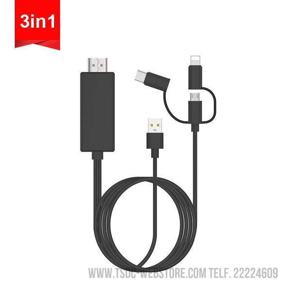 Cable espejo HDMI USB para IPhone Y Android, Micro USB, tipo C, teléfono-Cable adaptador HDMI-TSDC Webstore