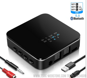 Receptor - transmisor de Audio Bluetooth 5,0 adaptador inalámbrico de baja latencia, AptX HD LL, RCA SPDIF, 3,5mm, Aux, Jack para TV, PC y vehículo-Transmisor Bluethooth-TSDC Webstore